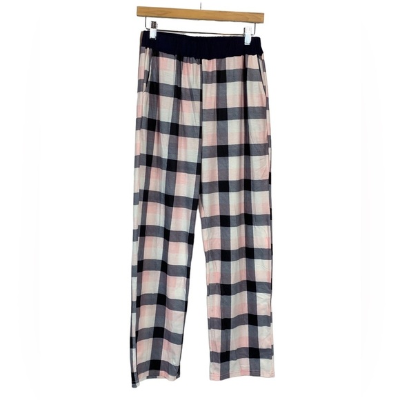 Menore Blue Pink Buffalo Plaid Pajama Pants For Women - Large - Picture 1 of 5